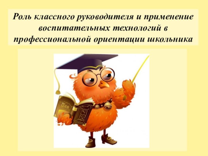 Роль классного руководителя и применение воспитательных технологий в профессиональной ориентации школьника