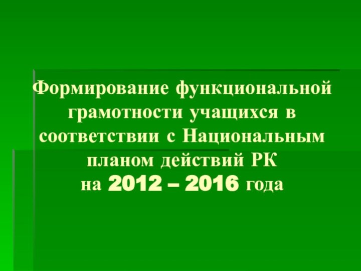 Формирование функциональной грамотности учащихся в соответствии с Национальным планом действий РК