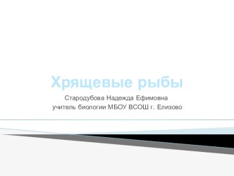 Презентация по биологии на тему Хрящевые рыбы (7класс)