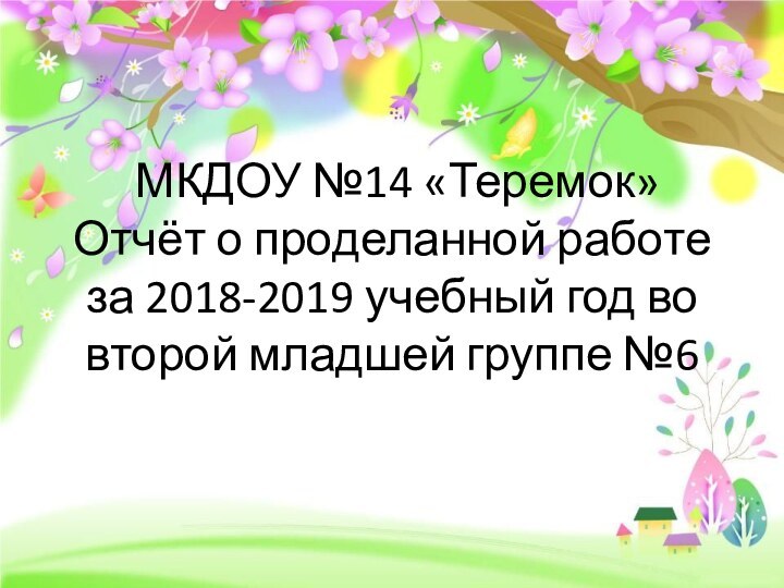 МКДОУ №14 «Теремок» Отчёт о проделанной работе за 2018-2019 учебный год