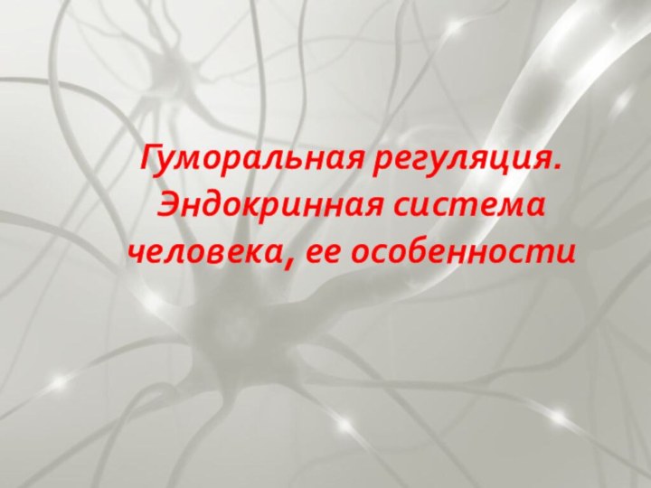 Гуморальная регуляция. Эндокринная система человека, ее особенности