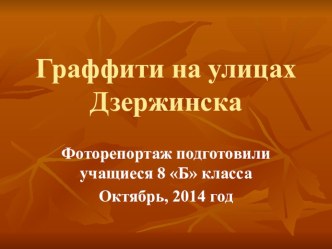 Презентация к социальному проекту Граффити в Дзержинске