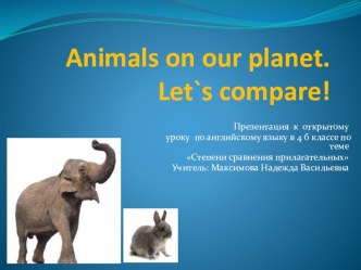 Презентация по английскому языку на тему Animals in our plahet. Let's compare (Степени сравнения имён прилагательных, 4 класс)
