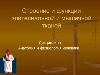 Презентация лекционного занятия на тему :“Строение и функции эпителиальной и мышечной тканей”