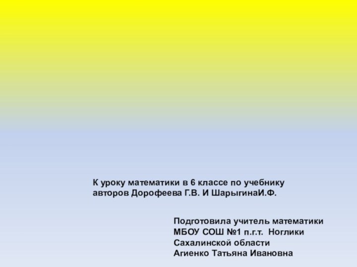 Вычитание  Целых чиселК уроку математики в 6 классе по учебнику авторов