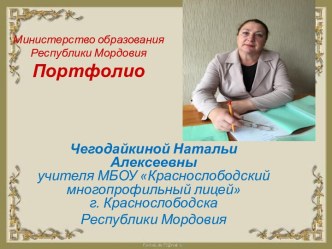 Портфолио учителя математики Чегодайкиной Н.А.