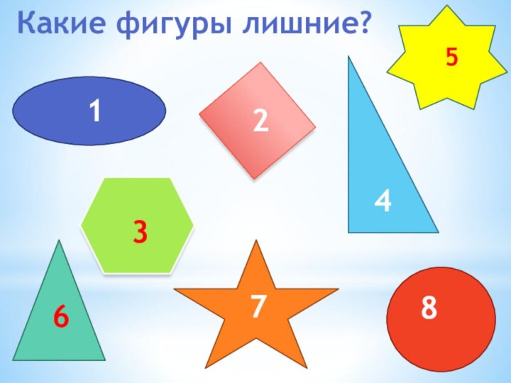 13245876Какие фигуры лишние?