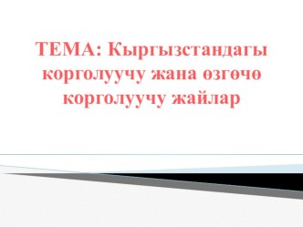 Презентация по географии на тему Кыргызстандагы өзгөчө корголуучу жайлар