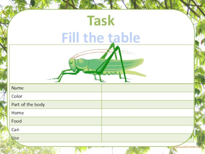 TaskFill the table