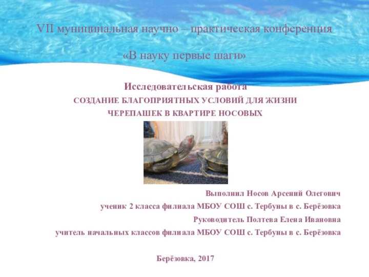 VII муниципальная научно – практическая конференция   «В науку первые шаги»Исследовательская