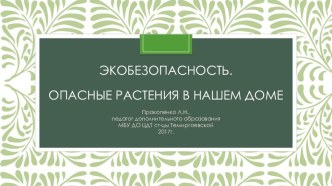 Презентация. Экобезопасность. Опасные растения в нашем доме