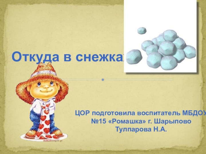 ЦОР подготовила воспитатель МБДОУ №15 «Ромашка» г. Шарыпово Тулпарова Н.А.Откуда в снежках грязь