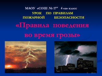 Презентация по ППБ Правила поведения во время грозы 4 класс