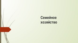 Презентация к уроку Семейное хозяйство