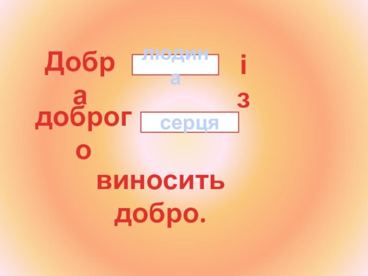 Добралюдинаіздоброгосерцявиносить добро.