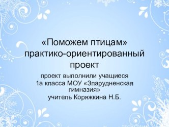 Презентация по внеурочной деятельности Поможем птицам 1 класс