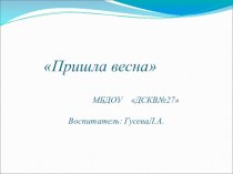 Презентация для детей младшего дошкольного возраста на тему  Весна пришла