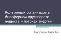 Роль живых организмов в биосферном круговороте веществ и потоках энергии.