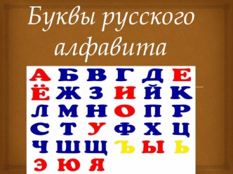 Презентация по русскому языку Буквы русского алфавита