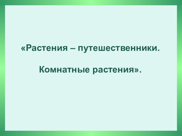 «Растения – путешественники.  Комнатные растения».