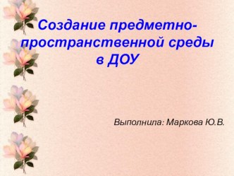 Презентация Предметно- пространственная среда в ДОУ