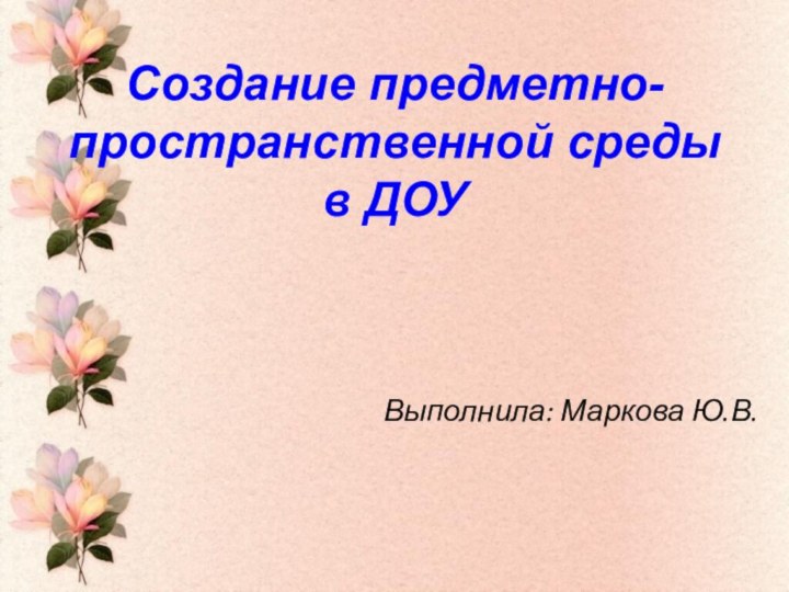 Создание предметно-пространственной среды в ДОУ