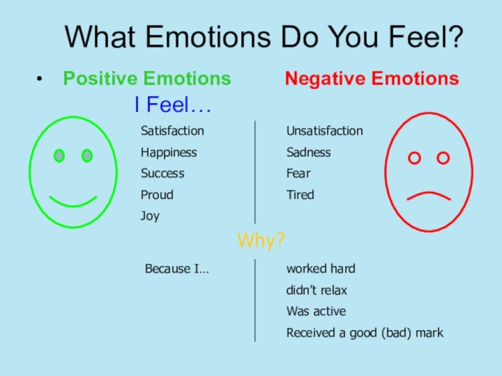 What Emotions Do You Feel? Positive Emotions   	Negative