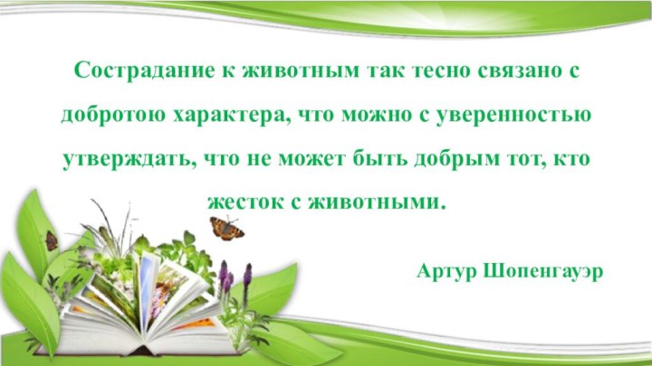 Сострадание к животным так тесно связано с добротою характера, что можно с уверенностью