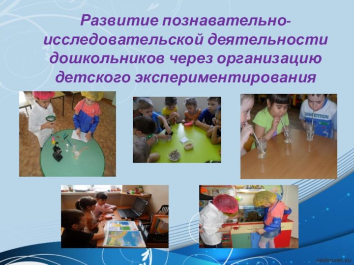 Развитие познавательно- исследовательской деятельности дошкольников через организацию детского экспериментирования