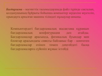 Бағдарламалық жасақтама ОЖ пәніне арналған презентация