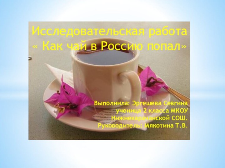 Исследовательская работа « Как чай в Россию попал»Выполнила: Эргешева Севгинаученица 2 класса