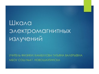 Презентация по физике на тему Шкала электромагнитных излучений