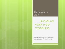 Презентация по биологии на тему Строение кожи (8 класс)