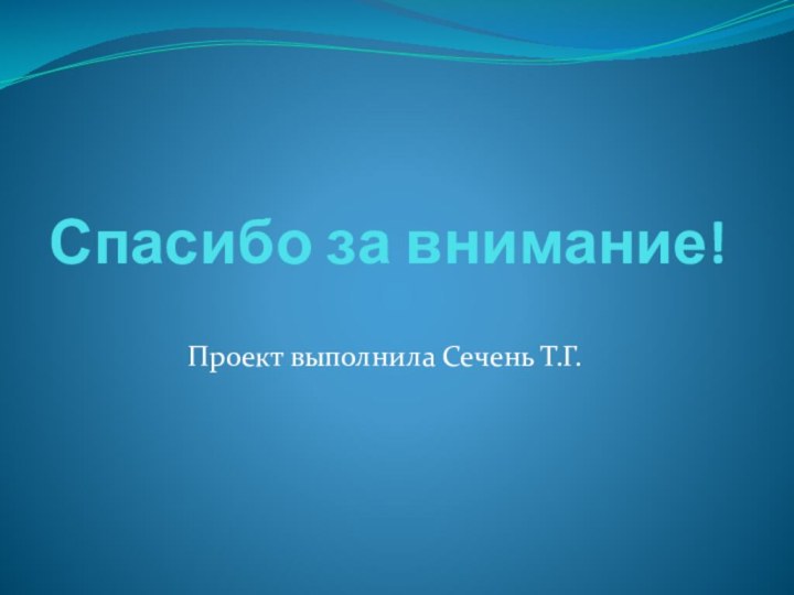 Спасибо за внимание!Проект выполнила Сечень Т.Г.