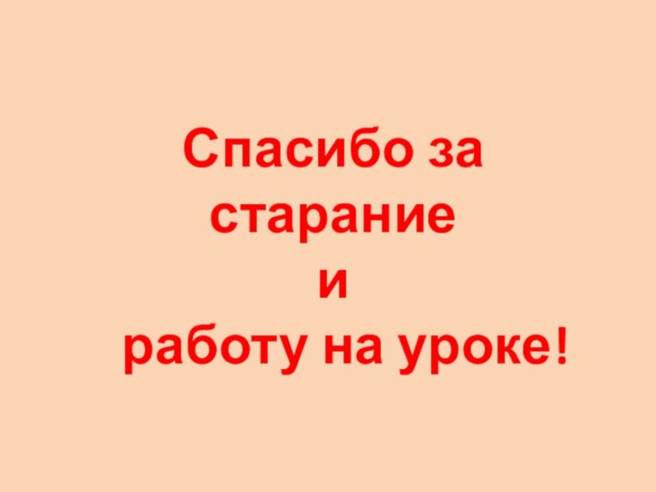  Спасибо за старание и  работу на уроке!