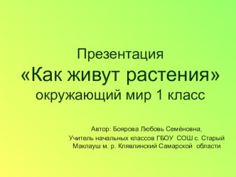 Презентация к уроку Как живут растения