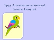 Презентация по труду на тему  Аппликация из цветной бумаги. Попугай.