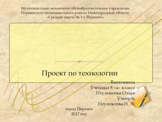 Презентация по технологии Проект по технологии Изготовление органайзера