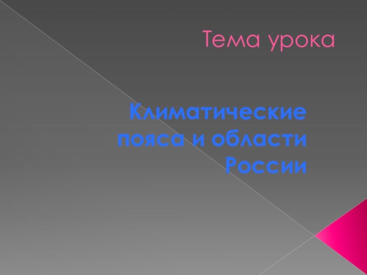 Тема урокаКлиматические пояса и области России