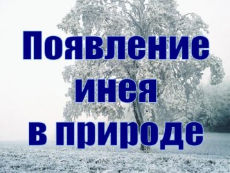 Презентация. Как и почему появляется иней?