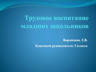 Трудовое воспитание младших школьников