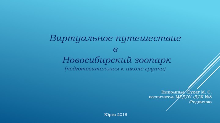 Виртуальное путешествие в Новосибирский зоопарк(подготовительная к школе группа)