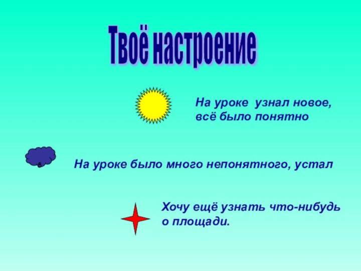 На уроке было много непонятного, устал На уроке узнал новое, всё было