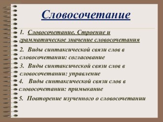 Презентация- сопровождение к уроку русского языка по теме Словосочетание