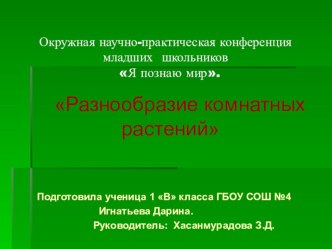 Научно-практическая конференция младших школьников Я познаю мир