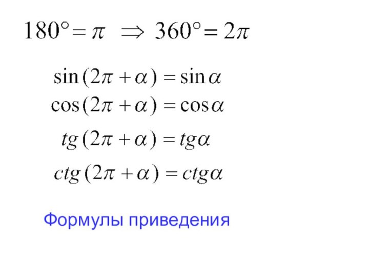 Формулы приведения