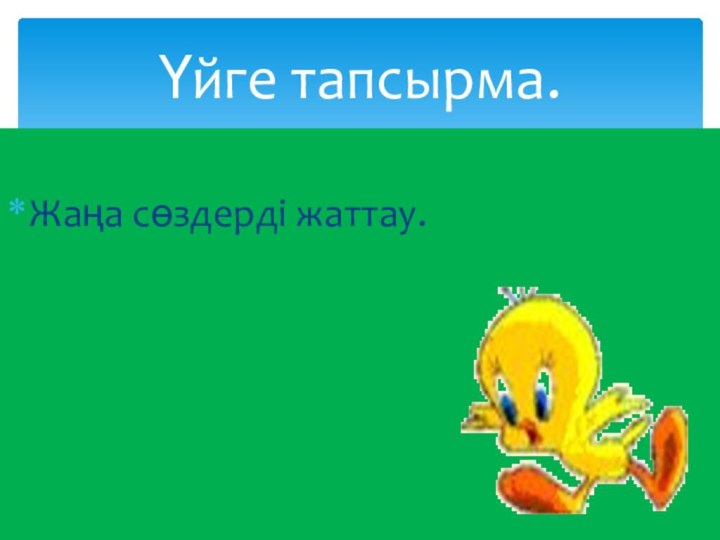 Жаңа сөздерді жаттау.Үйге тапсырма.