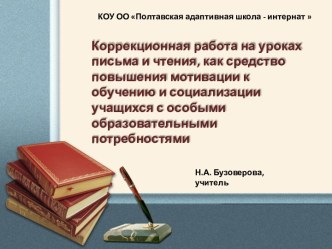 Коррекционная работа на уроках русского языка, как средство повышения мотивации к обучению и социализации учащихся с особыми образовательными потребностями