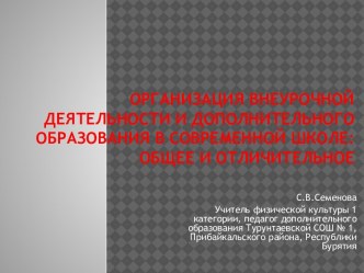 Организация внеурочной деятельности и доп.образования в современной школе. Общее и отличительное.