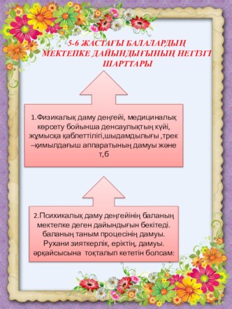 5-6 ЖАСТАҒЫ БАЛАЛАРДЫҢ МЕКТЕПКЕ ДАЙЫНДЫҒЫНЫҢ НЕГІЗГІ ШАРТТАРЫ